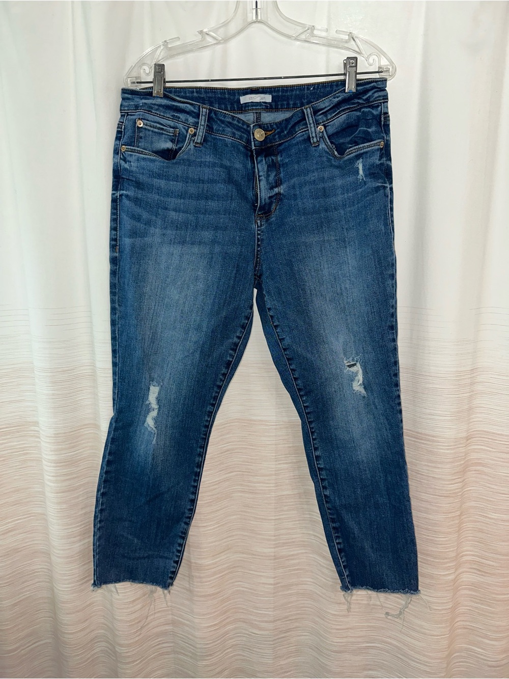 STS Blue Distressed Crop Ankle Skinny Jeans - Dark Blue Size 32
